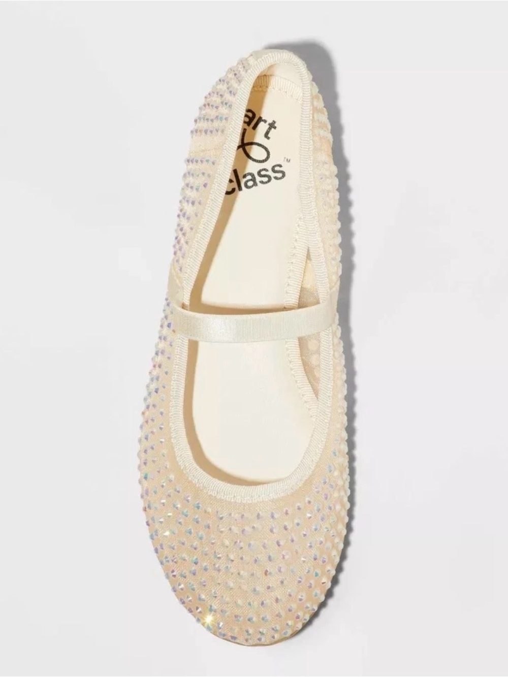 art class Mesh Ballet Flat with Elastic Strap Beige color, girls size one